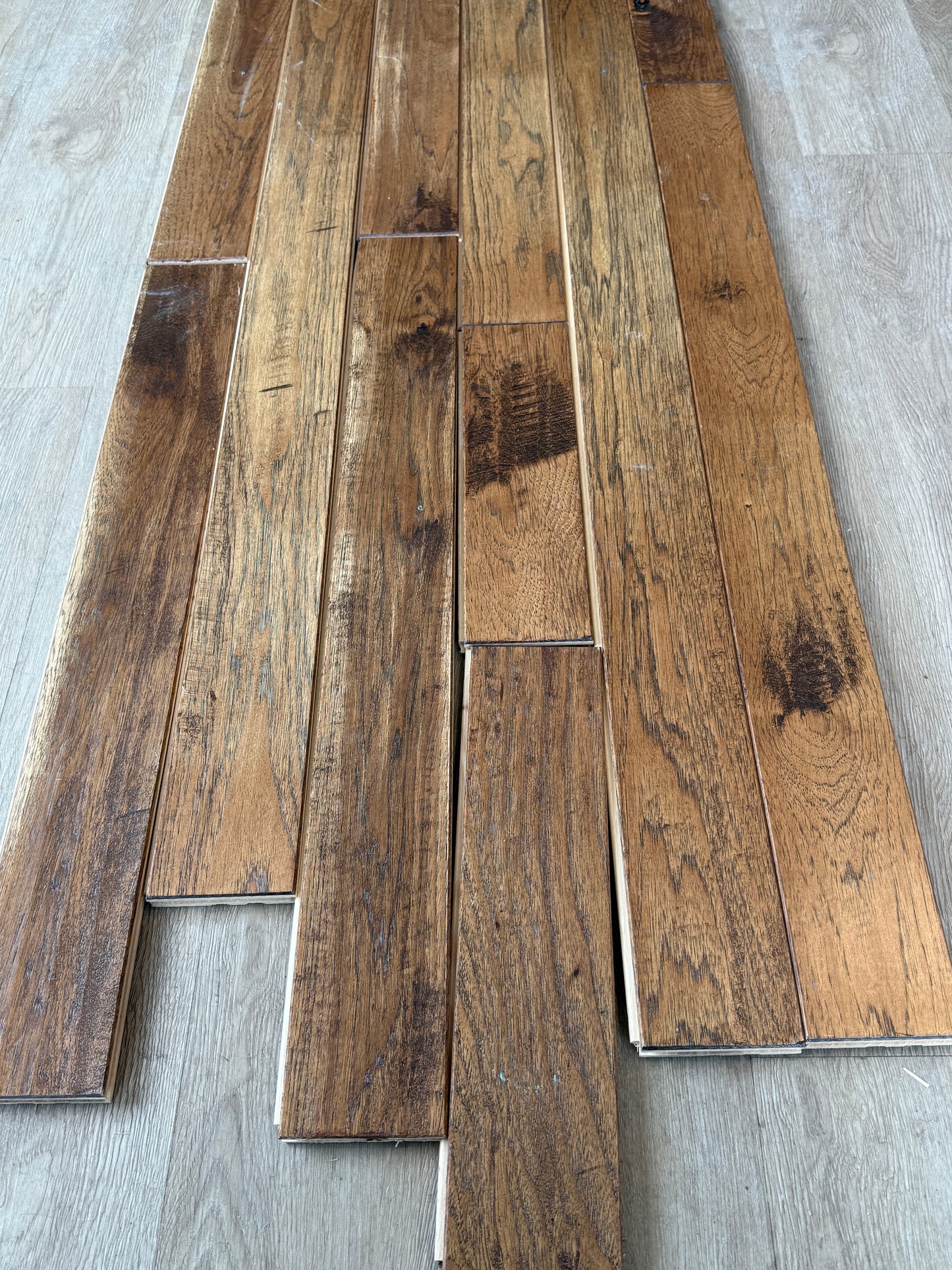 4" Prefinished Hickory Saddle Hand Scraped Solid Cabin Grade