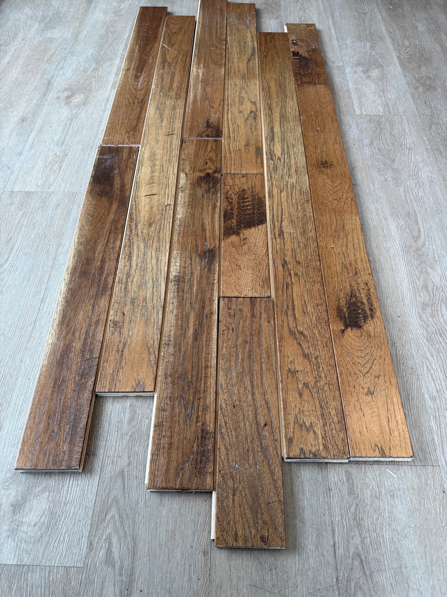 4" Prefinished Hickory Saddle Hand Scraped Solid Cabin Grade