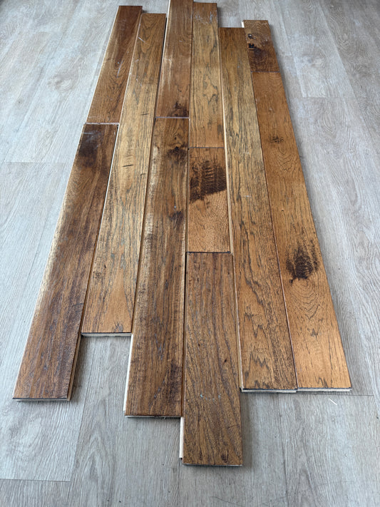 5" Prefinished Hickory Saddle Hand Scraped Solid Cabin Grade