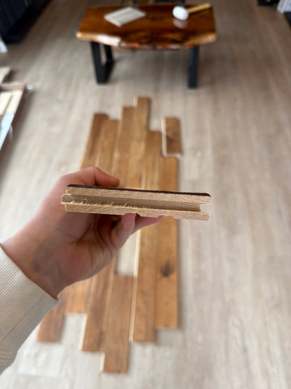 4" Prefinished Hickory Saddle Hand Scraped Solid Cabin Grade