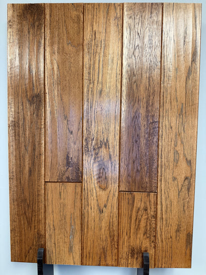 4" Prefinished Hickory Saddle Hand Scraped Solid Cabin Grade